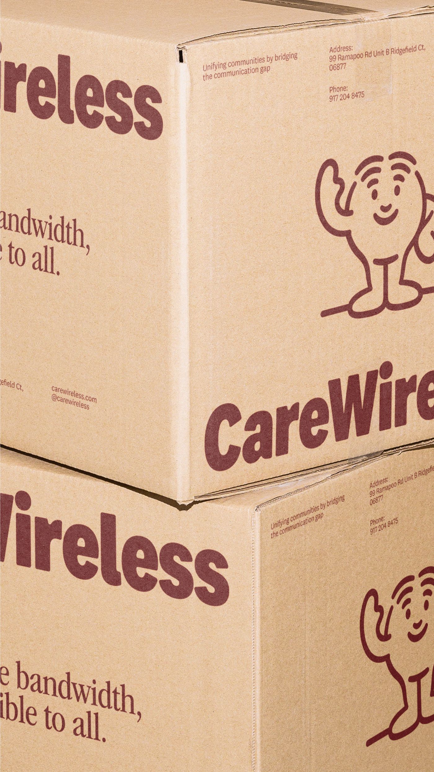 Care Wireless brand identity colour system showing light blue palette and warm orange accents