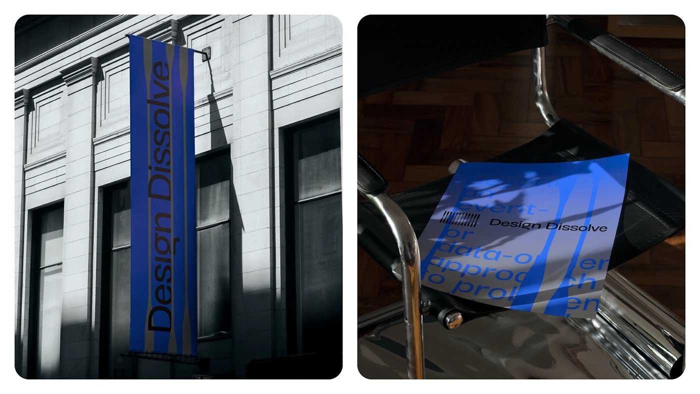 Design Dissolve brand identity environmental banner and printed brochure — brand identity