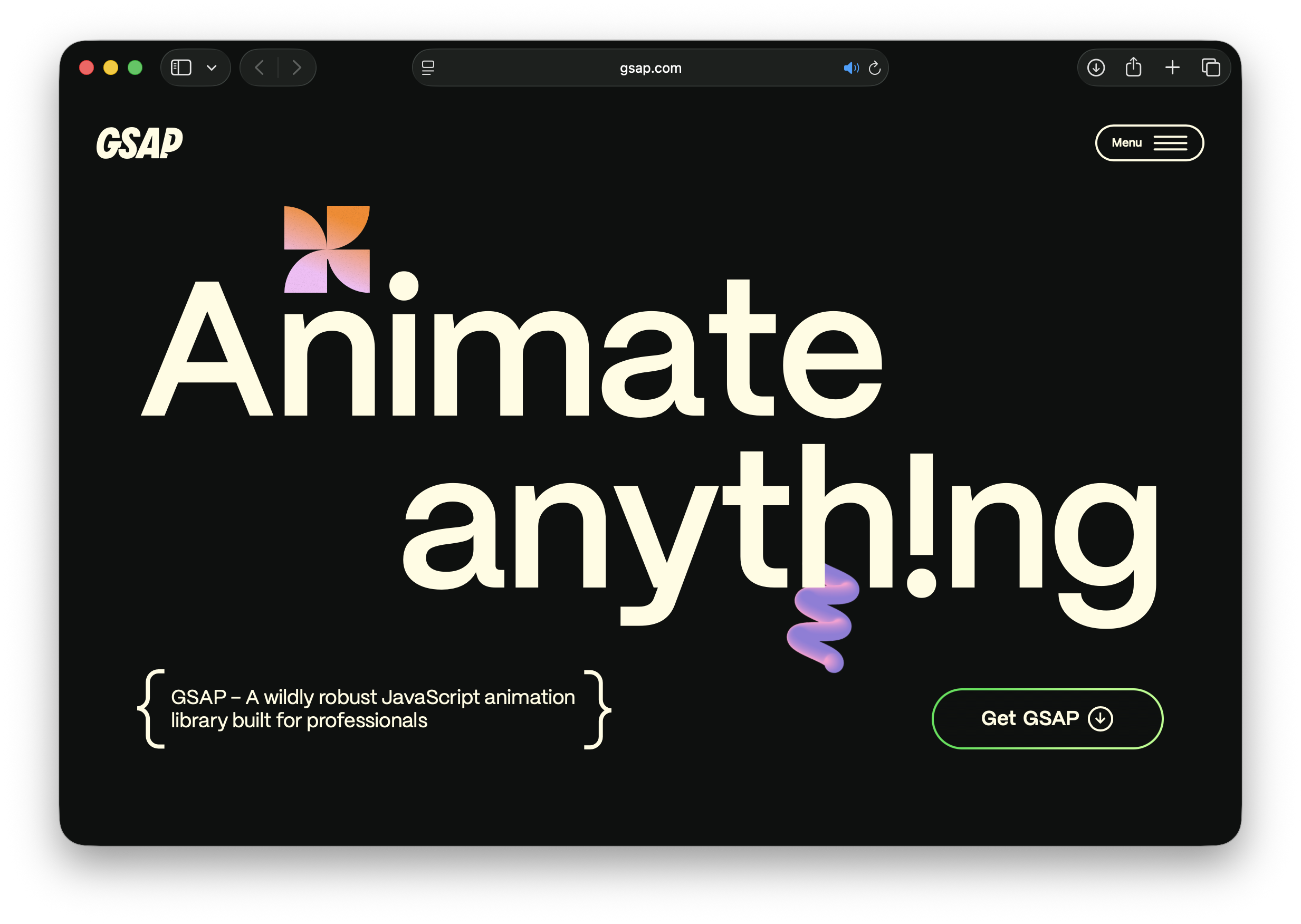 GSAP web animations collection on madewithgsap.com showing scroll drag and mouse effects