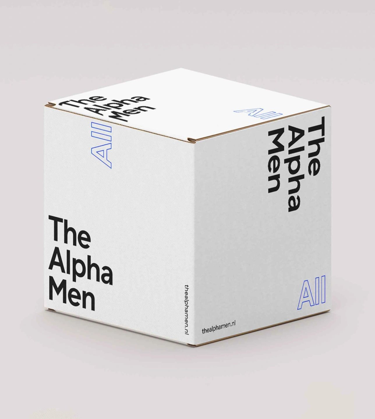 The Alpha Men brand identity packaging box design
