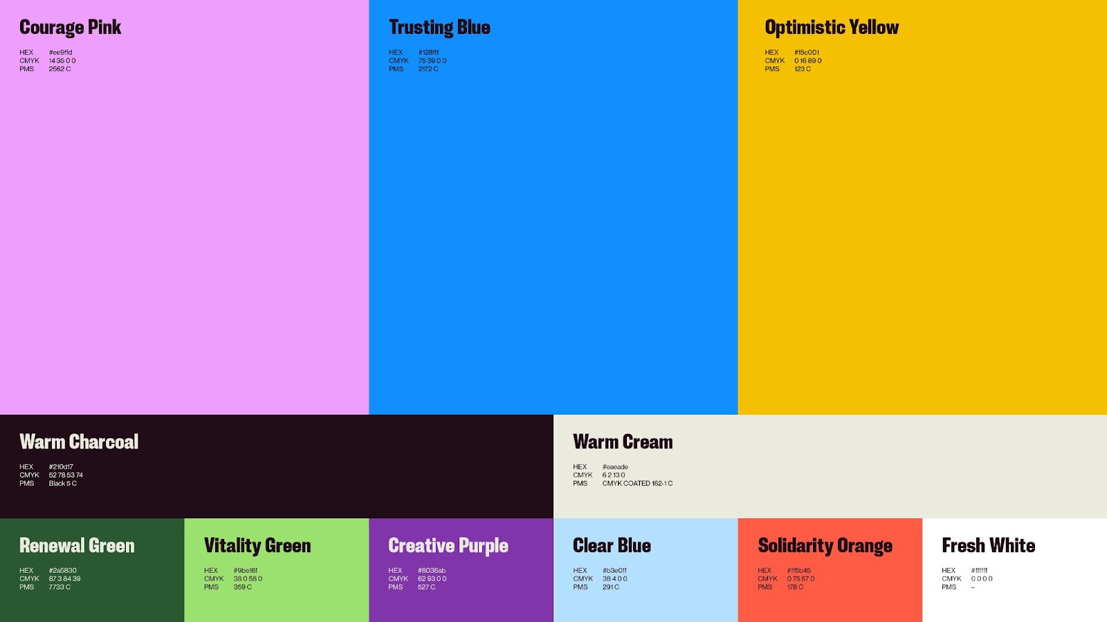 Minimalist layout of the YWCA BC rebrand showcasing the triangular logo application