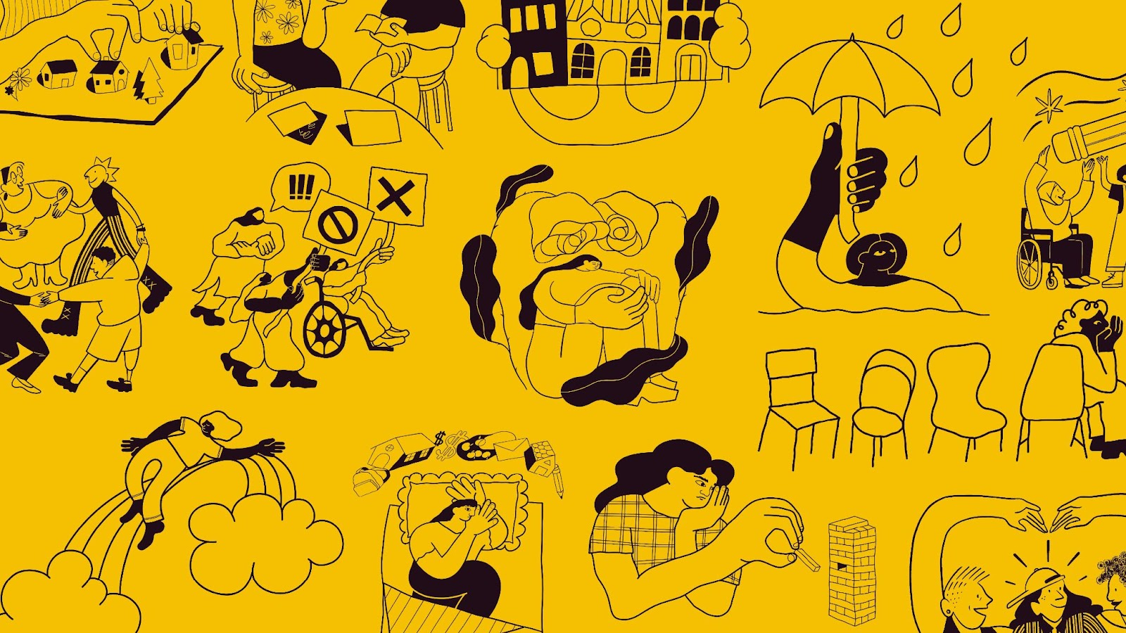 Close-up of the YWCA BC rebrand environmental graphics and bold color palette