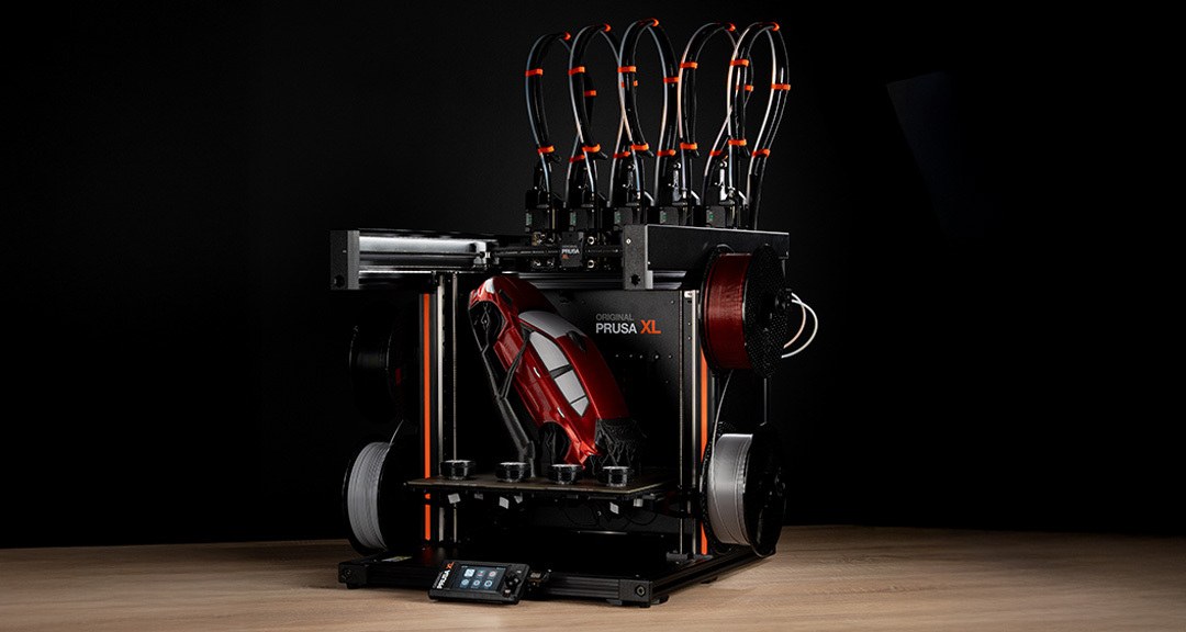 Multi-material Skoda car model printed with Prusa XL toolhead