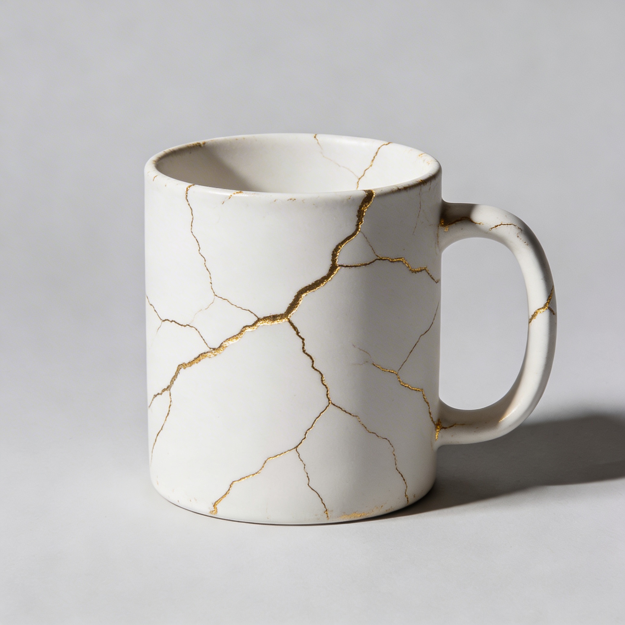 Seedream 5.0 example-based editing — kintsugi gold-crack repair technique applied to ceramic mug