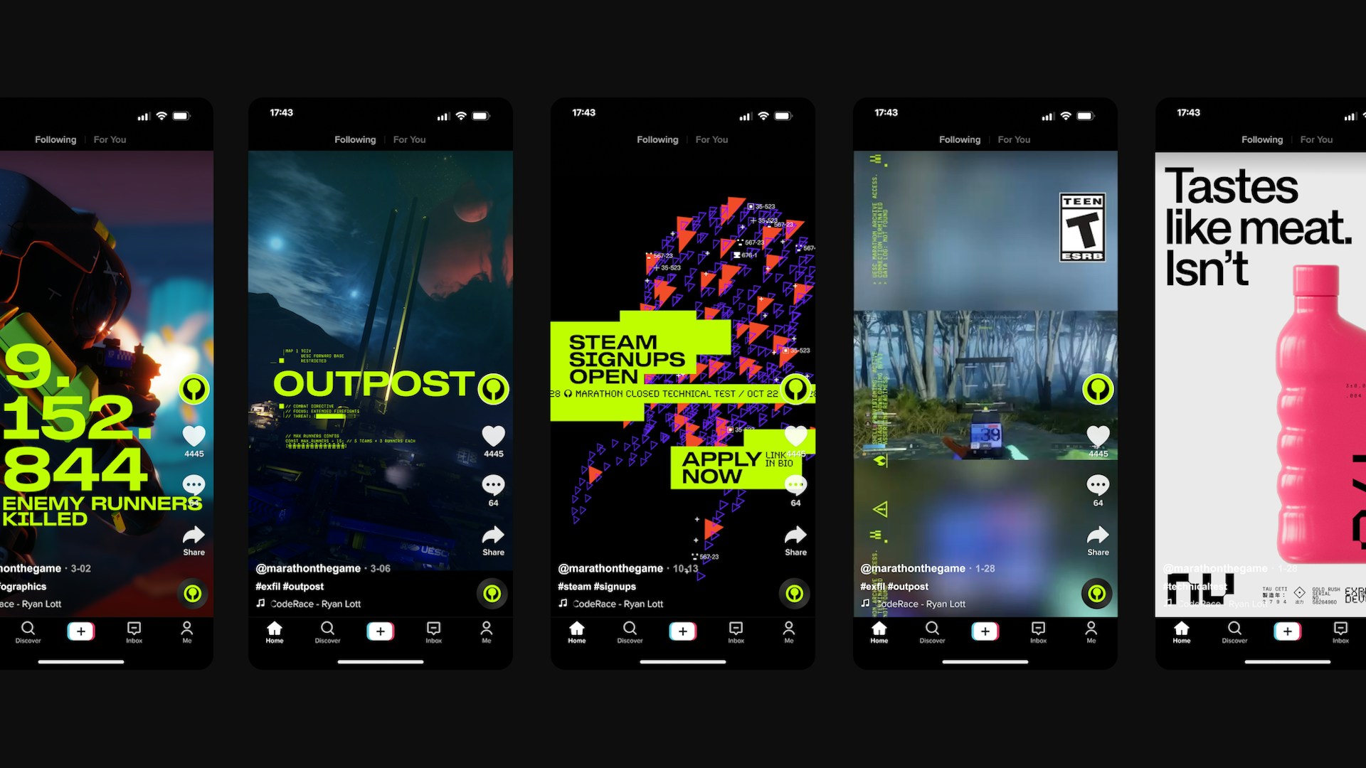 Marathon brand identity social media design system created by Kurppa Hosk for Bungie