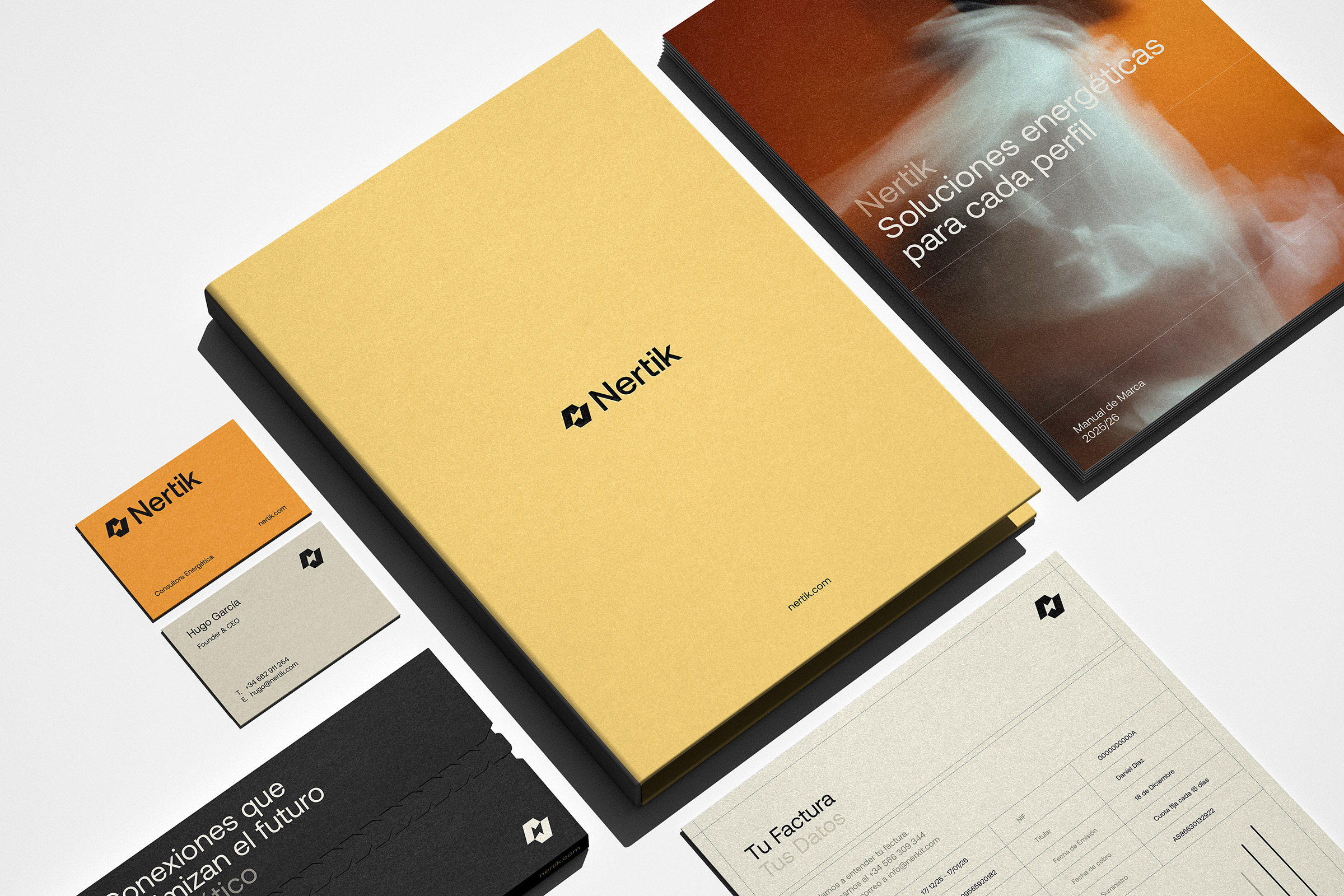 Nertik stationery system — energy branding by Mubien Brands