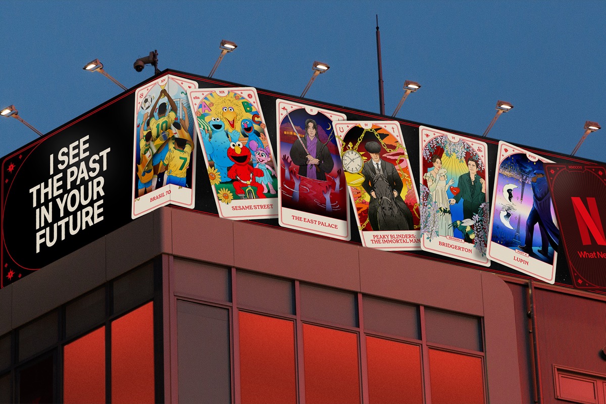 Netflix tarot design system 3D anamorphic billboard by LOS YORK