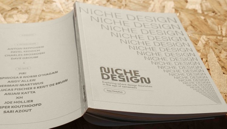 Niche design zine contributors page featuring independent design voices