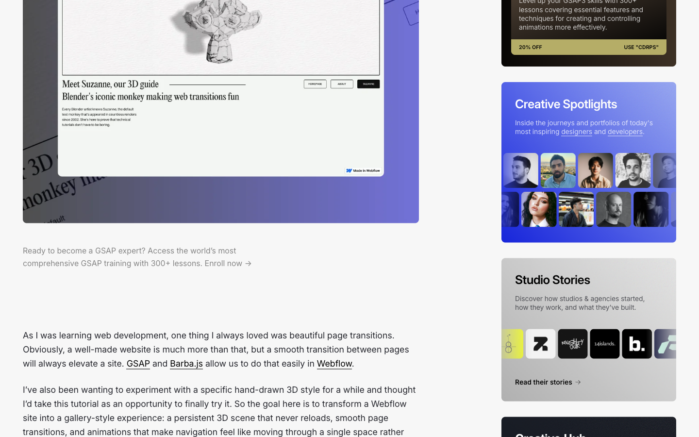 Webflow 3D page transitions