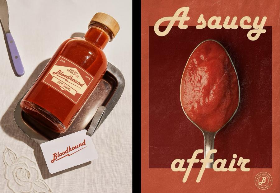 Bloodhound Cafe Branding by Johanna Szpetun Bottle Label and Poster