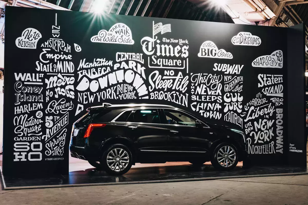Cadillac Mural & Typographic Illustration by Mark van Leeuwen