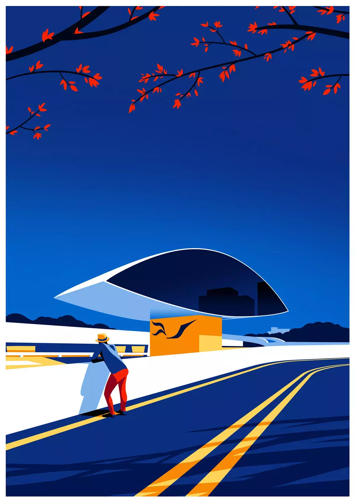 Illustration Celebrating Modernist Architecture of Oscar Niemeyer