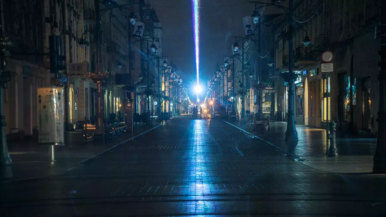 Light Installation & Street Art in Łódź, Poland