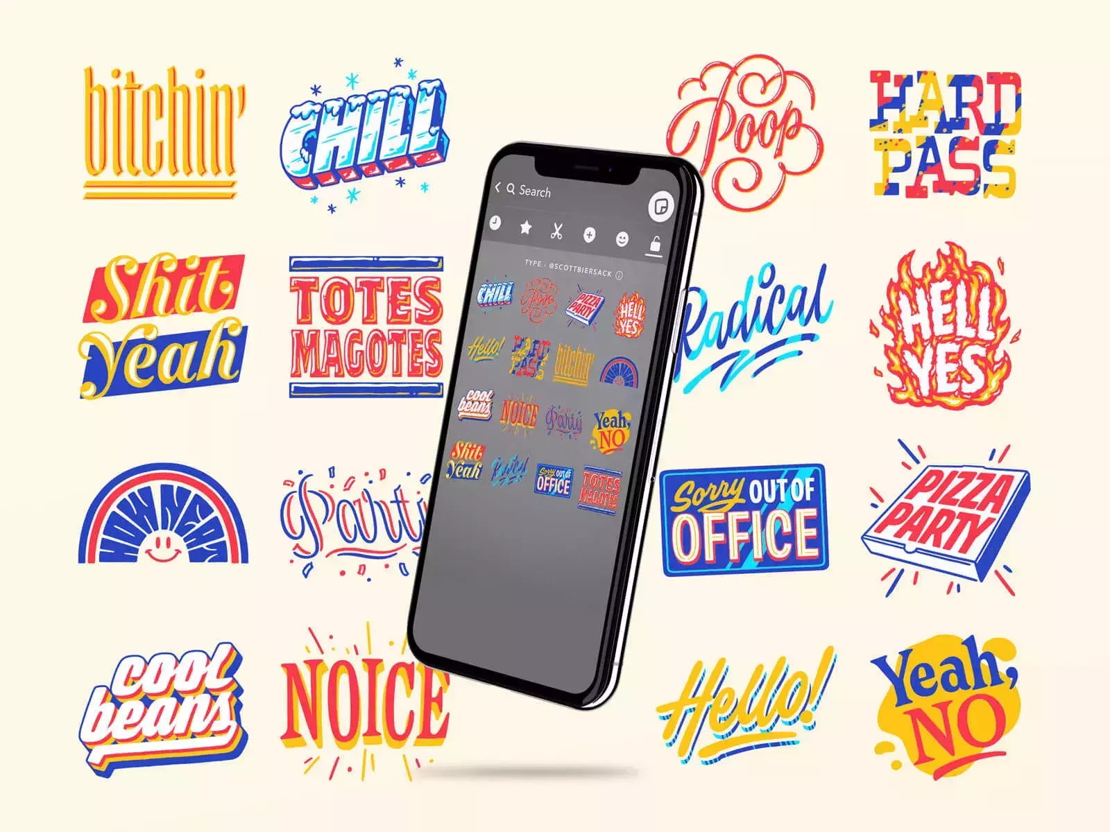 Snapchat's Typographic & Illustrative Sticker Packs by Scott Biersack