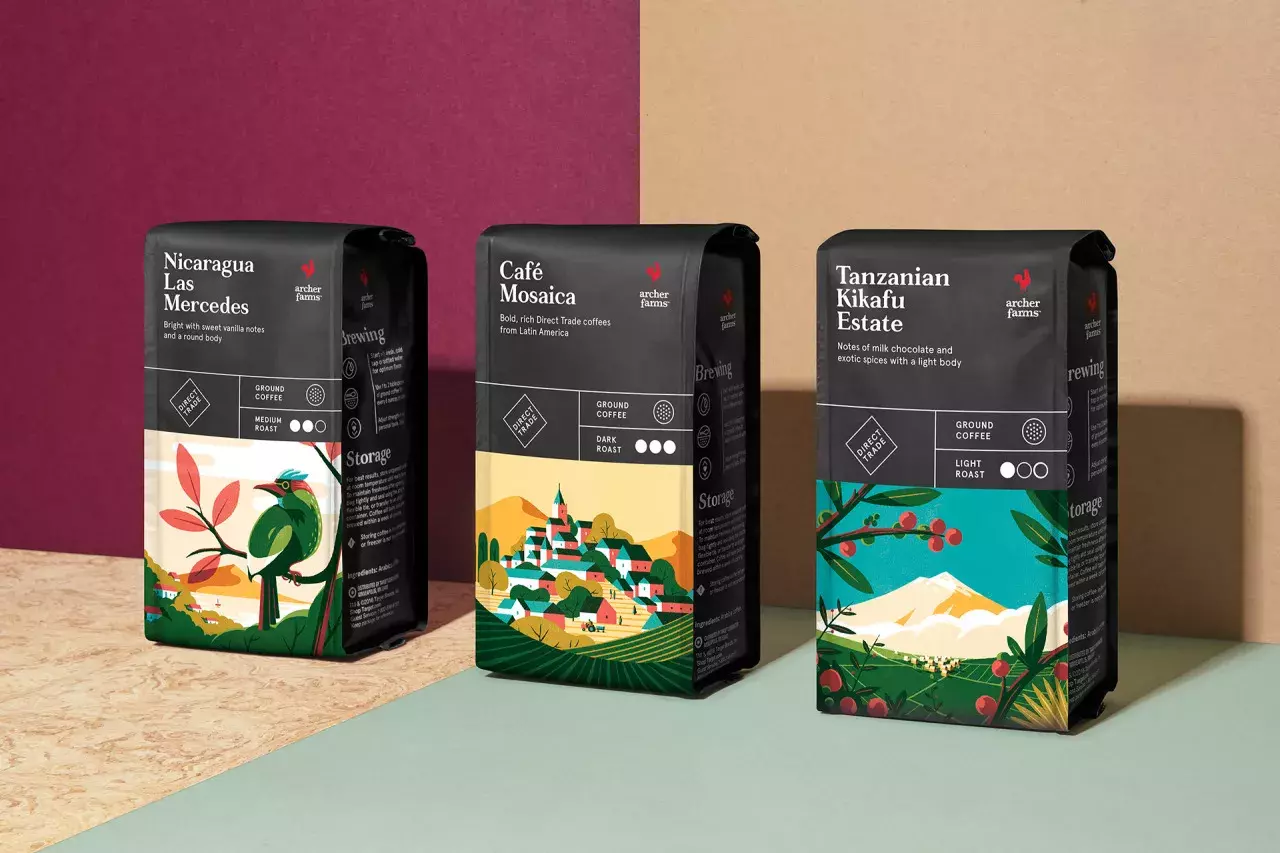 Archer Farms Coffee Packaging Illustration by Tom Haugomat