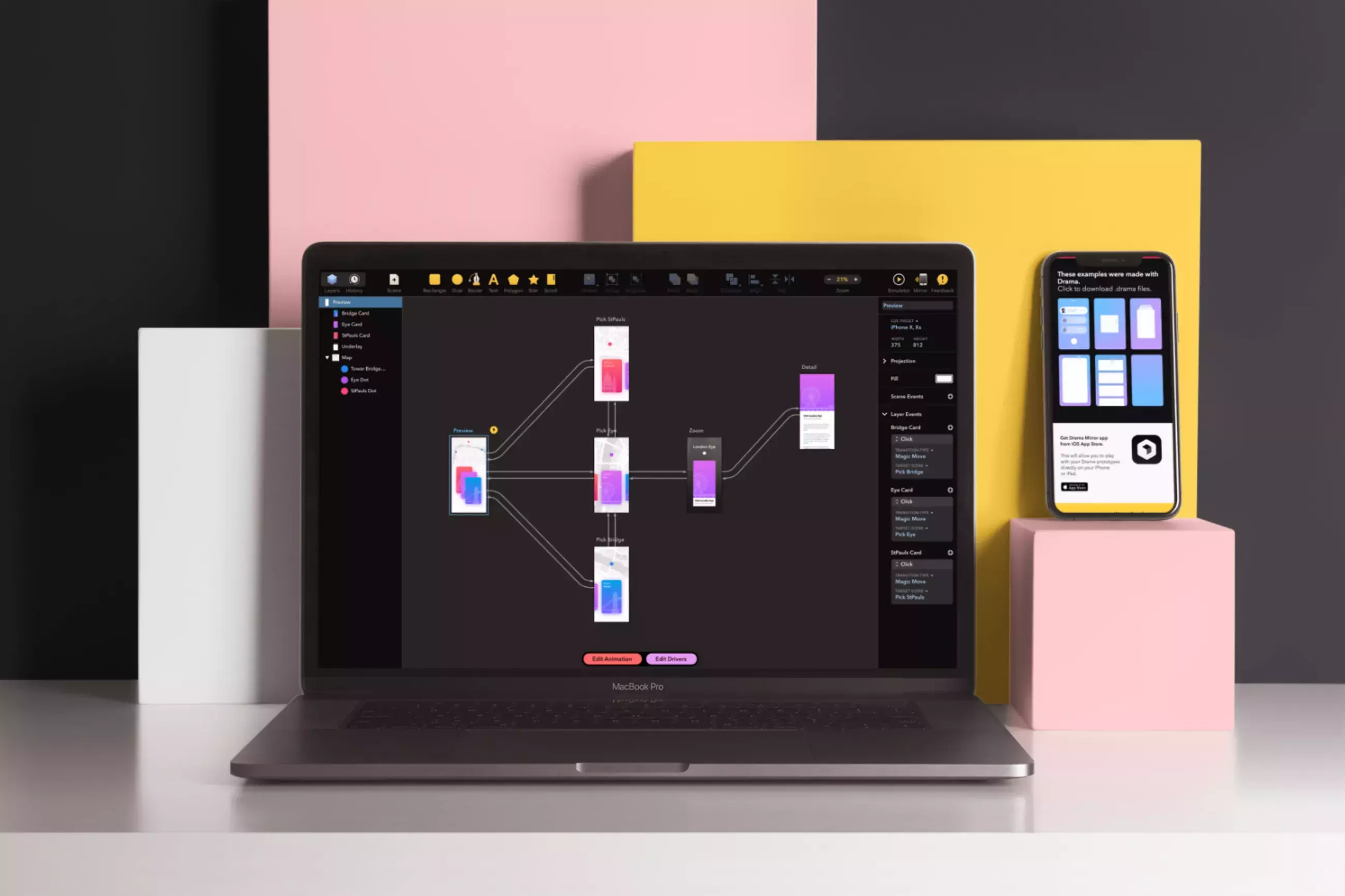 Introducing Drama App, all-in-one design, prototyping, and animation tool