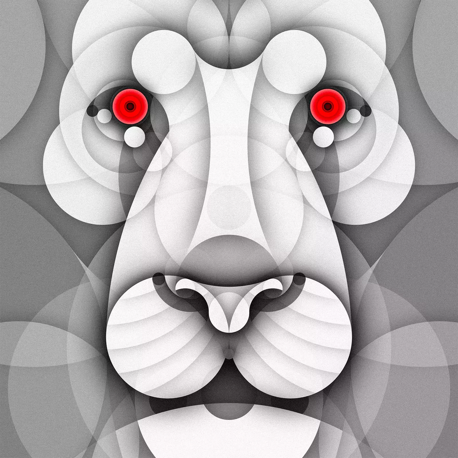 Albino Animals Series of Illustrations Using Just Circles