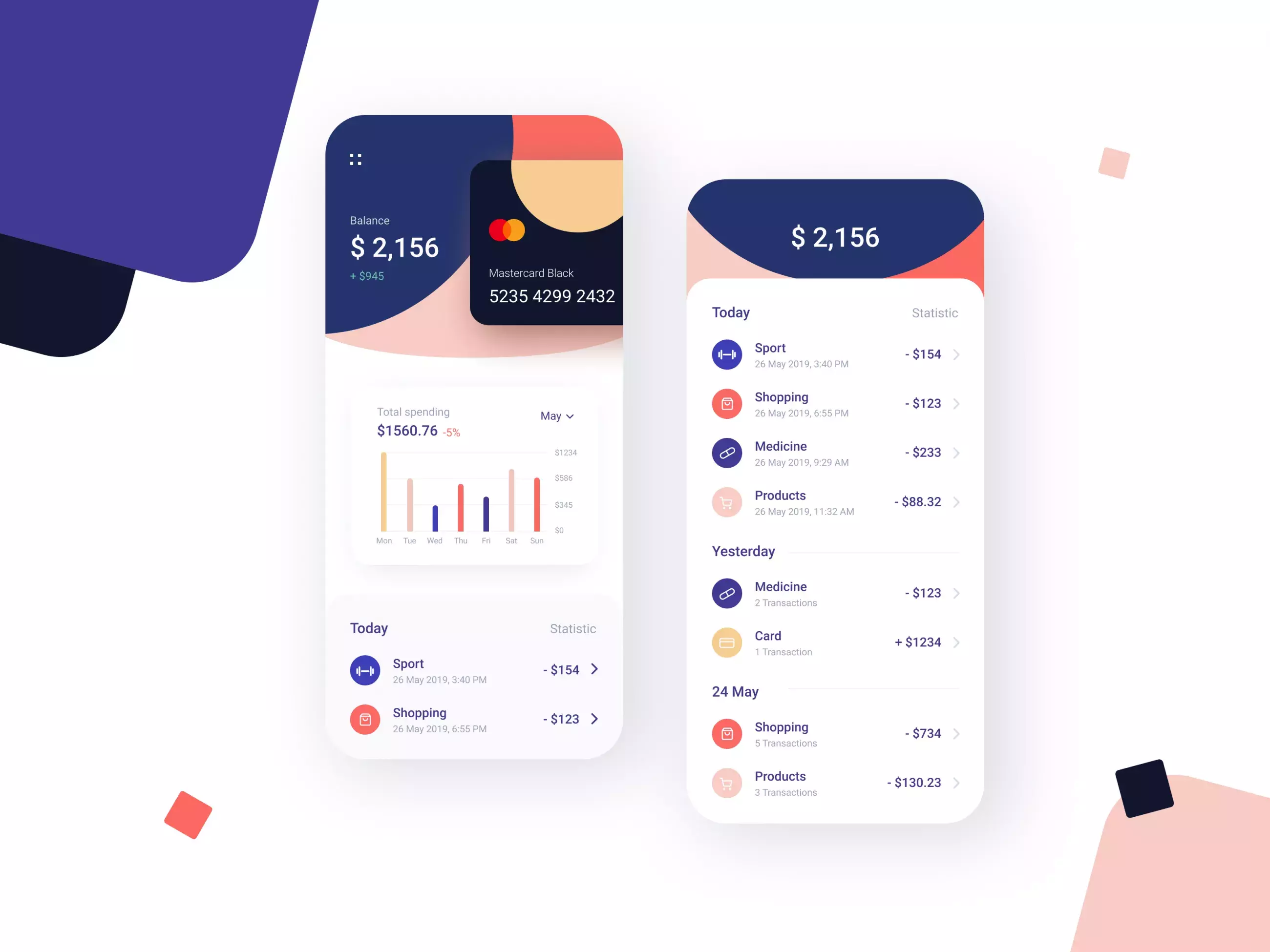 Banking App Design Inspiration: A Roundup by Vadim Drut, Brave Wings and more