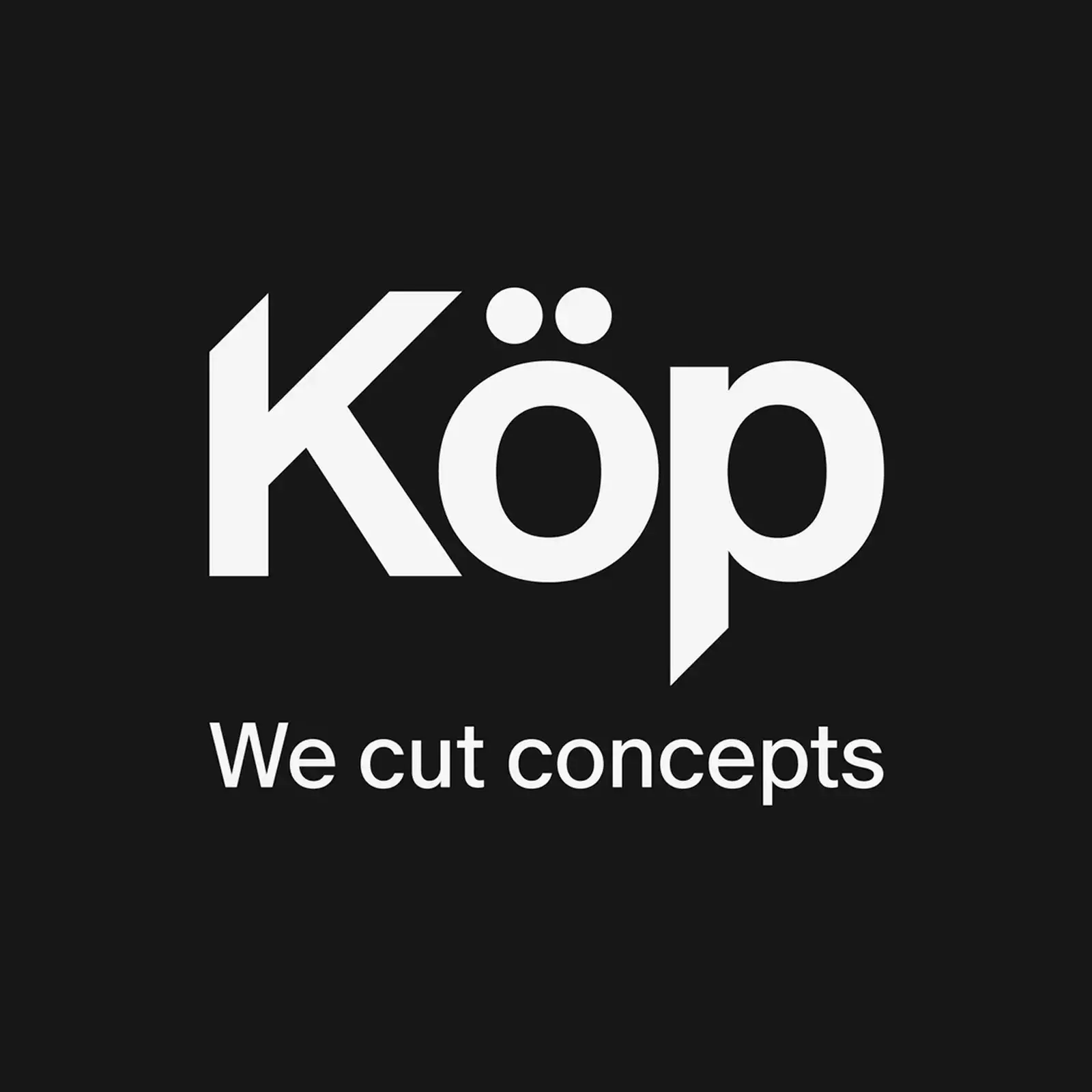 KOEP hair salon brand identity oversized logotype on black