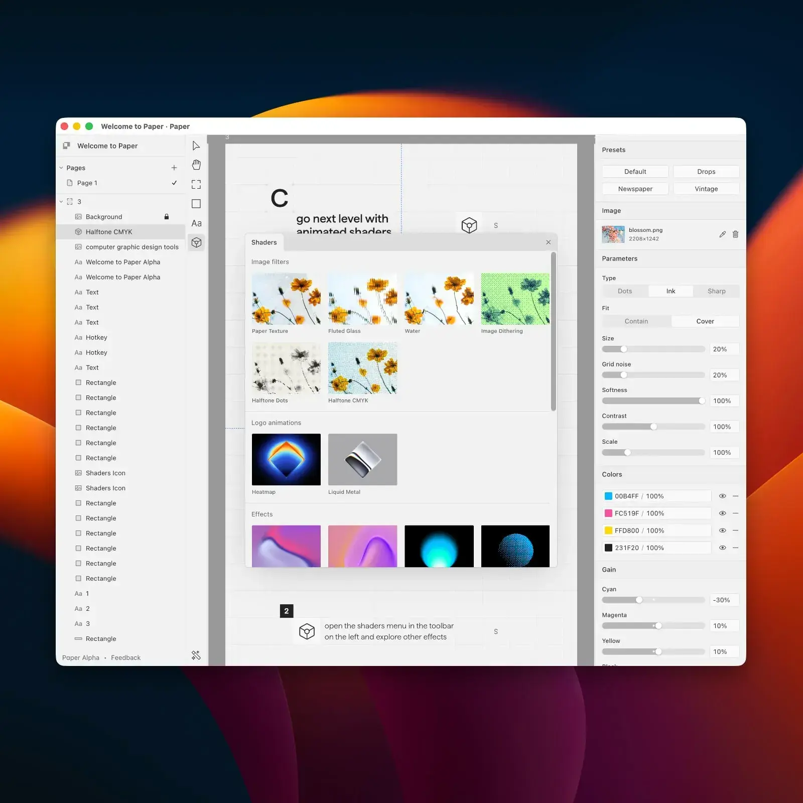 Paper.design UI — connected canvas showing the Paper Desktop app interface with design and code