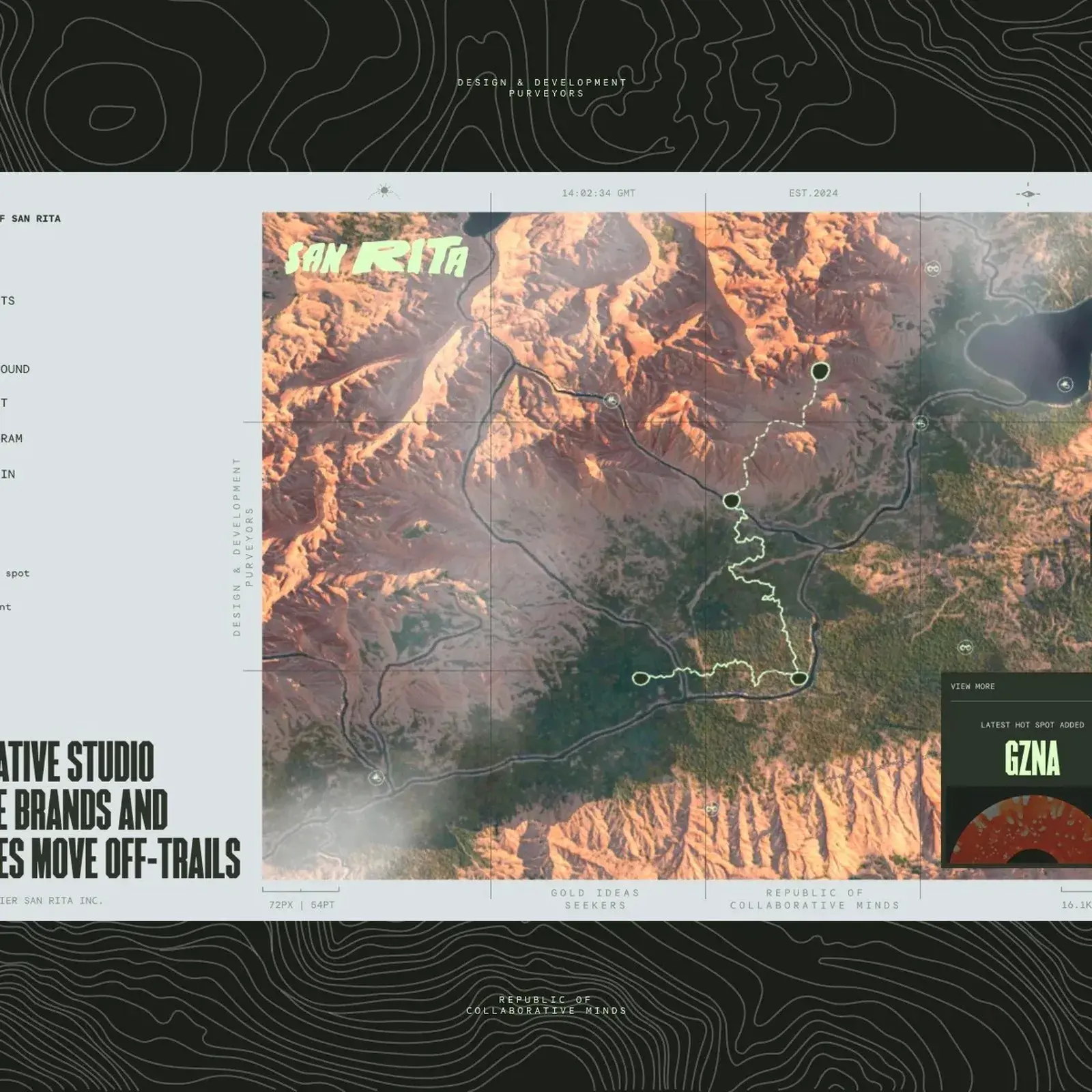 San Rita topographic web design navigable 3D terrain portfolio site