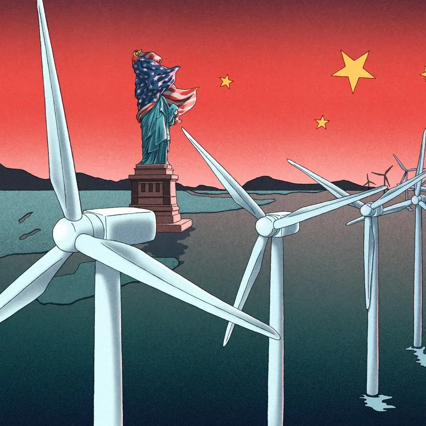 editorial illustration magazine 2025 — American isolationism by Xinmei Liu for The Economist