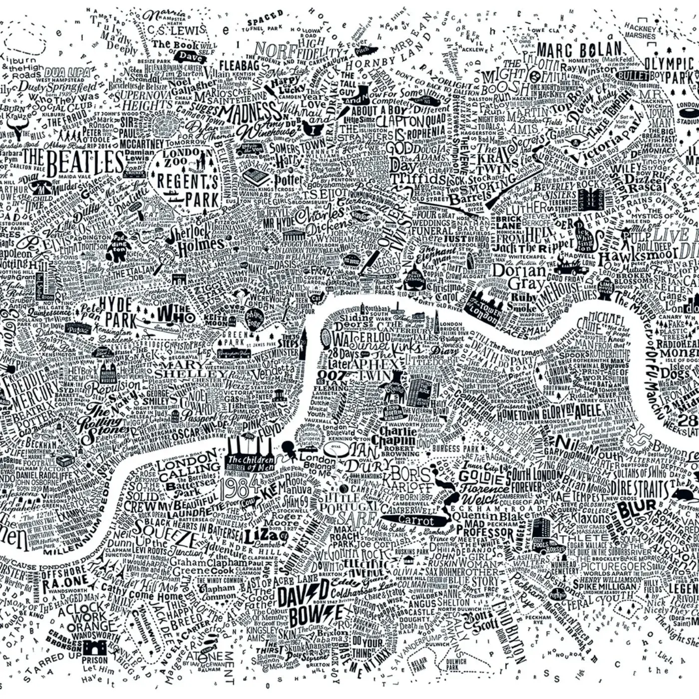 typographic maps of London