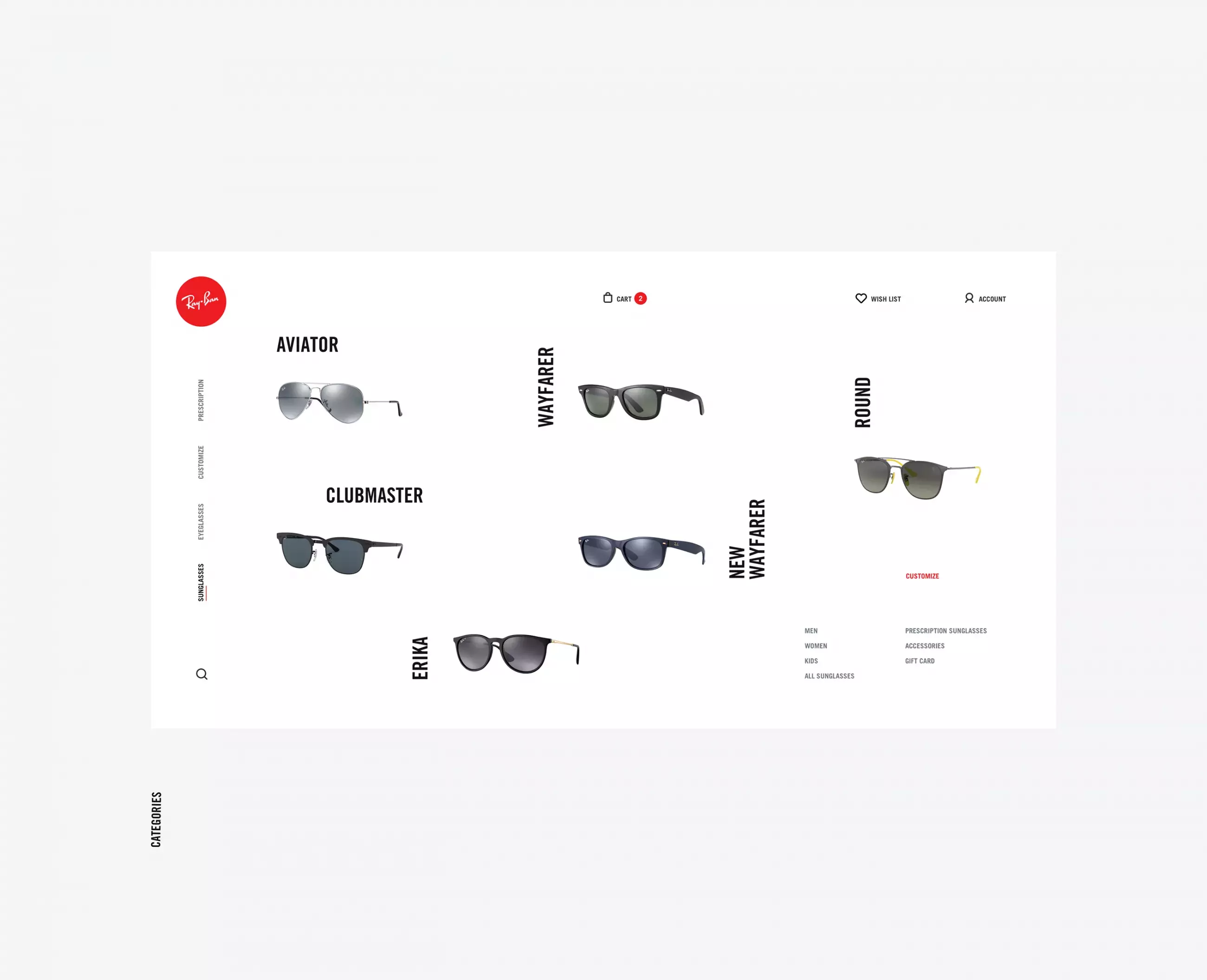 Beautiful Web Design Concept for Ray-Ban