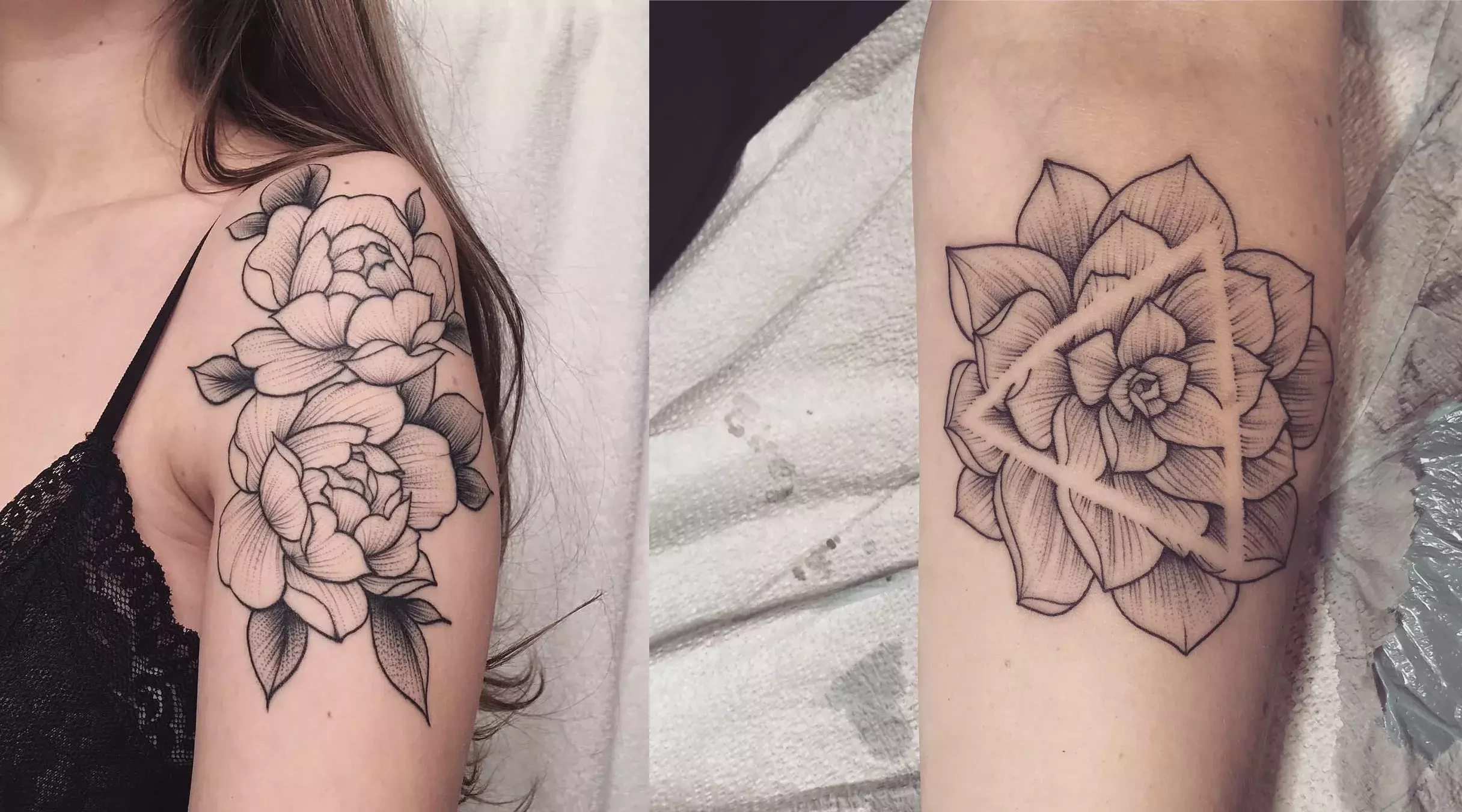 Floral Tattoos: Exquisite Black and Grey work by Vanessa Dong