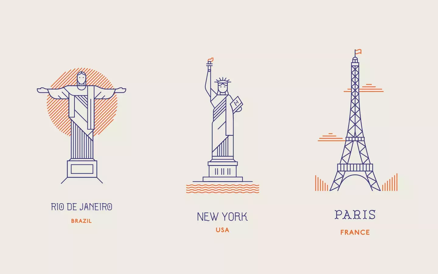 Line Icons of the World's Most Famous Landmarks