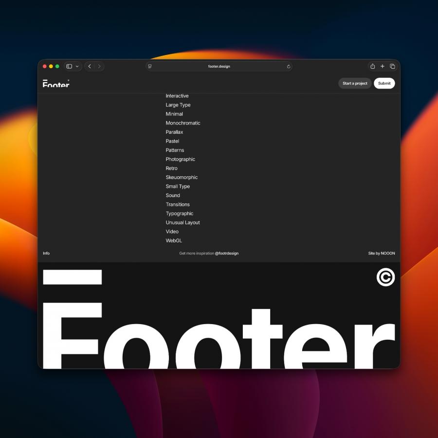 Footer design inspiration gallery — curated by NOOON Studio on footer.design