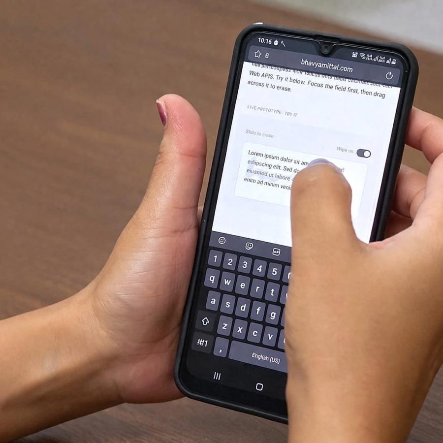Gesture-based text deletion prototype on mobile by Bhavya Mittal