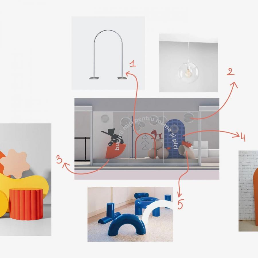 Mamico kids store branding — isometric 3D room cutaways on deep navy field showing childhood-stage zoning by TRUE AGENCY