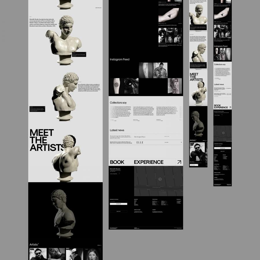 Monolith Studio tattoo studio web design — Awwwards-winning Webflow site by Le:mma Studio