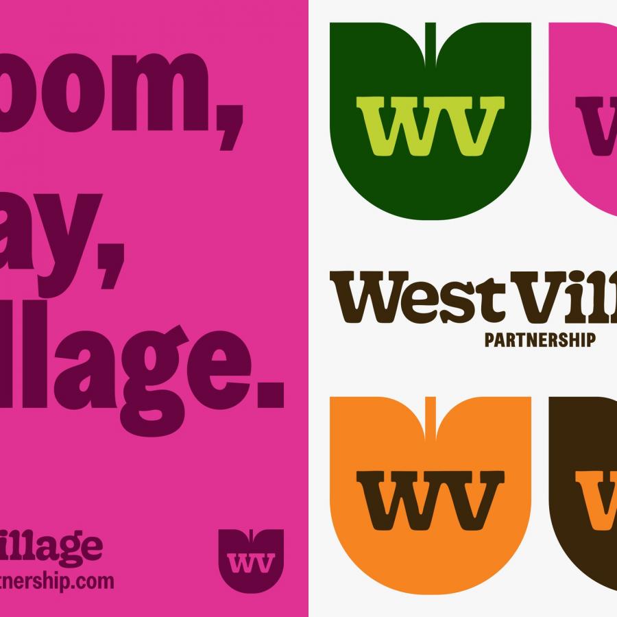 West Village brand identity Bloom Play Village WV logo by Saint-Urbain